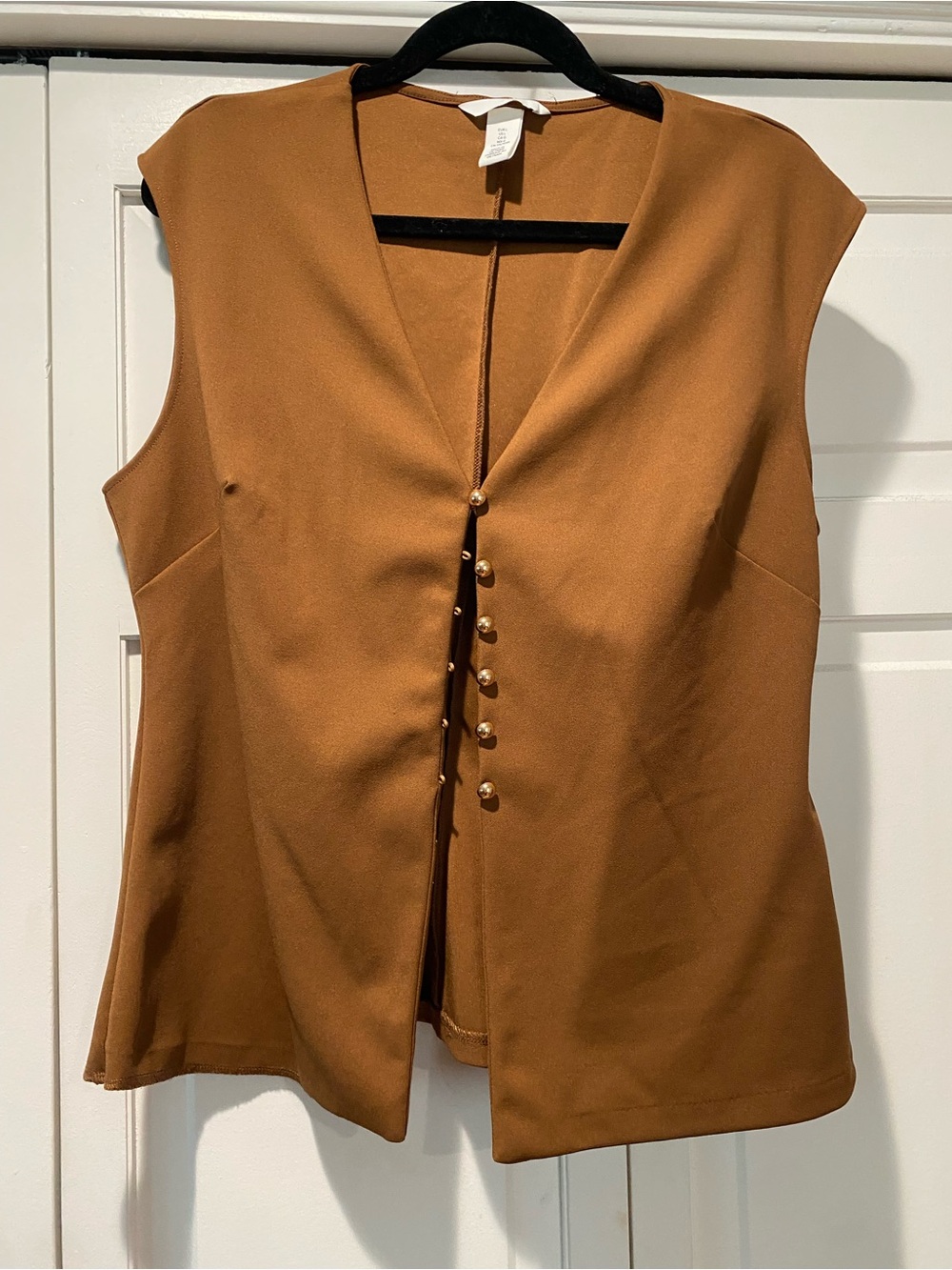 H&M Chestnut Sleeveless V-Neck Button Front Vest